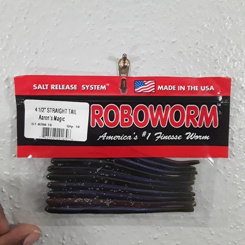 Roboworm 4.5" Straight Tail Worm Aaron's Magic 10pk Soft Plastic Fishing Lure