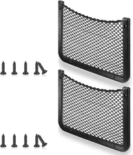 2 Pcs ABS Plastic Frame Car Storage Net Bag Phone Car Mesh Net Holder RV Storage