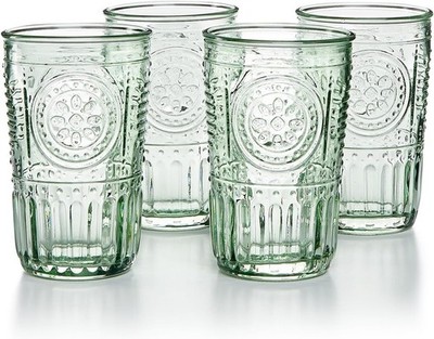 Bormioli Rocco Romantic 4 Tumbler Glasses Green 11.5 Oz Set Of 11 5 Vintage