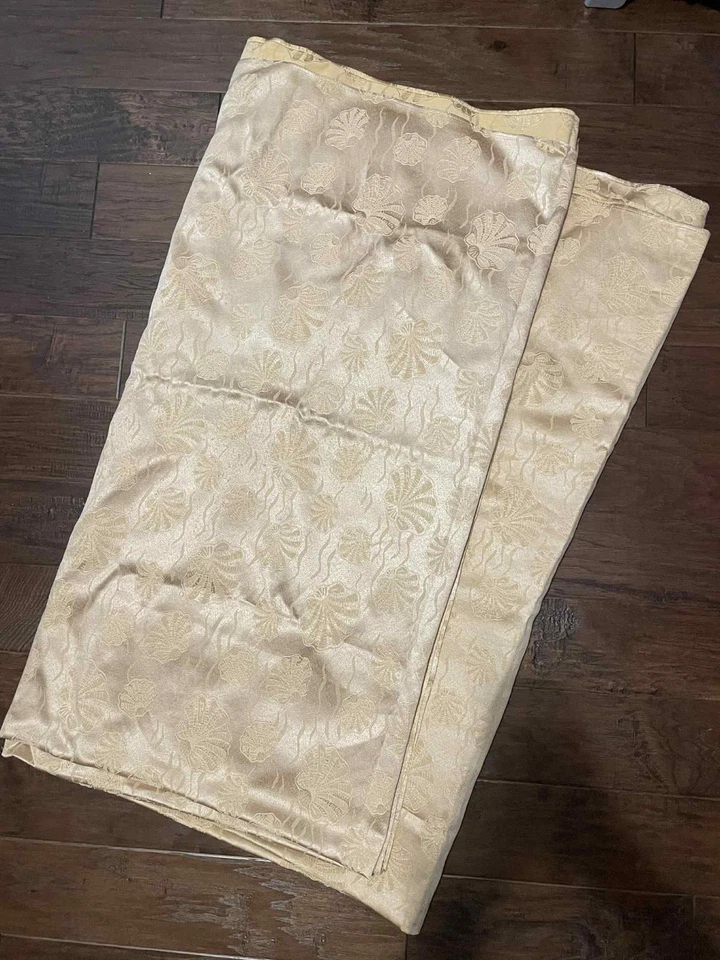 Set of 2 Gold 88" x 84" Seashells Sand TABLECLOTH Tropical Beach Wedding Dining - Image 3 of 3