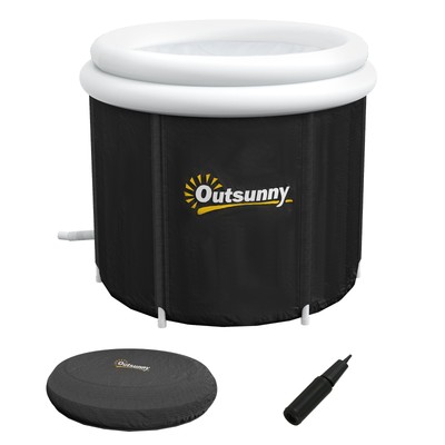 Outsunny Ice Bath Tub,79 Gallon Outdoor Portable Cold Plunge Tub w/Thermo Lid,Co