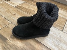 UGG Australia Cambridge Knit Black Gray Suede Buckle Boots Women  s Sz 7