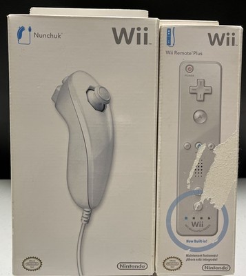Nintendo Wii Remote Motion Plus Controller Nunchuk  White OEM New Factory Sealed