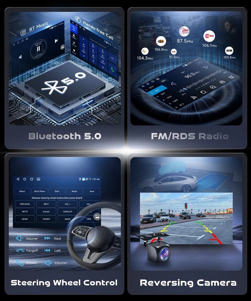 4G+64G Autoradio Android 13 per Suzuki SX4 2006-2013 Fiat Sedici 2005-2014, 9" H - Immagine 4 di 4