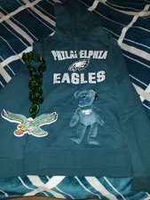 Philadelphia Eagles Fanatics XXL Hoodie Retro Bird Chain Beanie Baby Lot 🖤💚🤍