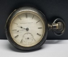 FAPW716 1884 Coin Silver Elgin Pocket Watch, Grade 6, Size 18s, 7 J, Not Working