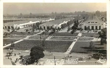 RPPC Postcard Exhibit Building Los Angeles Co. Fairgrounds Pomona Frashers c1943