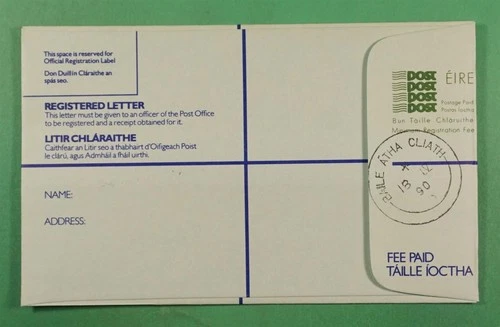 DR WHO 1890 IRELAND REGISTERED STATIONERY FDC EU #23 R27901