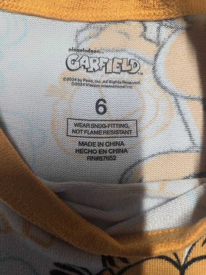 Garfield Boys' Long Sleeve Top Casual T Shirt White Size 6 Crew Neck Half Sleeve - Image 3 of 4