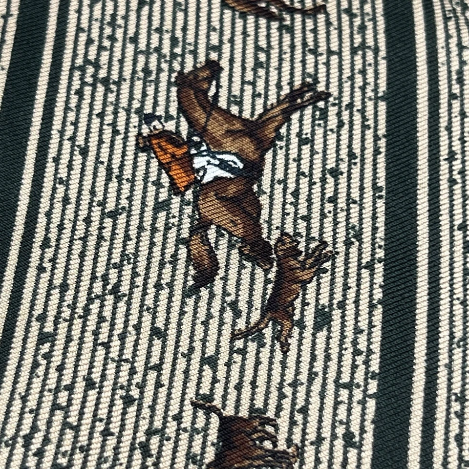 Vintage Pride of London Hunting  Motif w Stripe Necktie Silk Handmade USA - Image 3 of 4