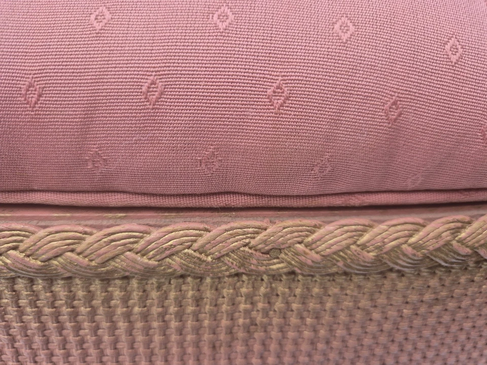 Art Deco Style Ottoman Storage Seat Trunk Footed Pink Vintage Painted - Image 4 of 4