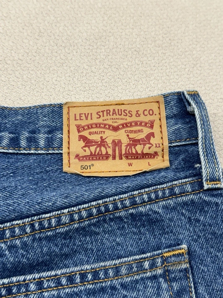 Bermudas Levi’s 501 Denim Mujer Talla 31 Azul Patinador Retro Botón Mosca Foto 4 de 4