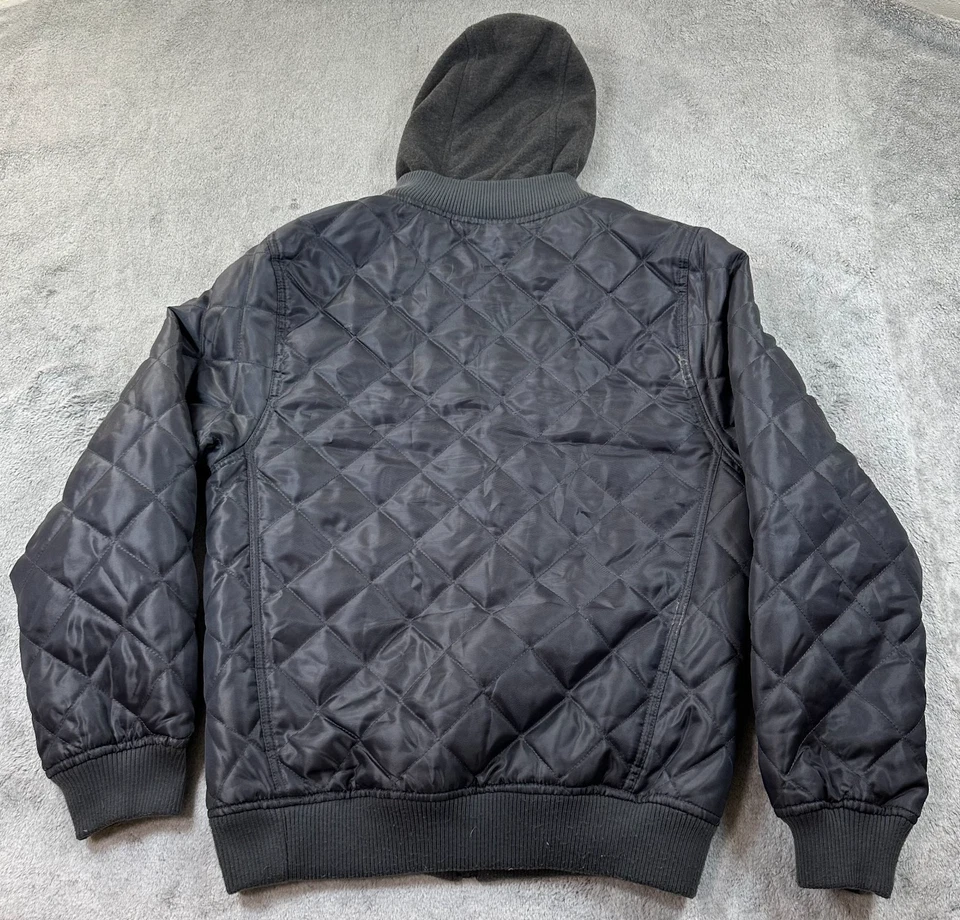 Chaqueta de bombardero acolchada para hombre AND1 S 34/36 negra con capucha cremallera completa forro de baloncesto Foto 4 de 4