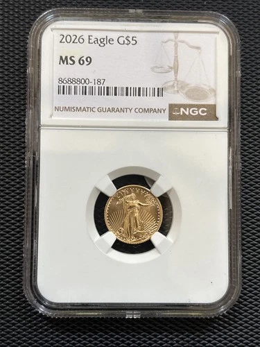 2026 $5 Gold Eagle 1/10 oz NGC MS69 American Gold Coin BU Low Mintage