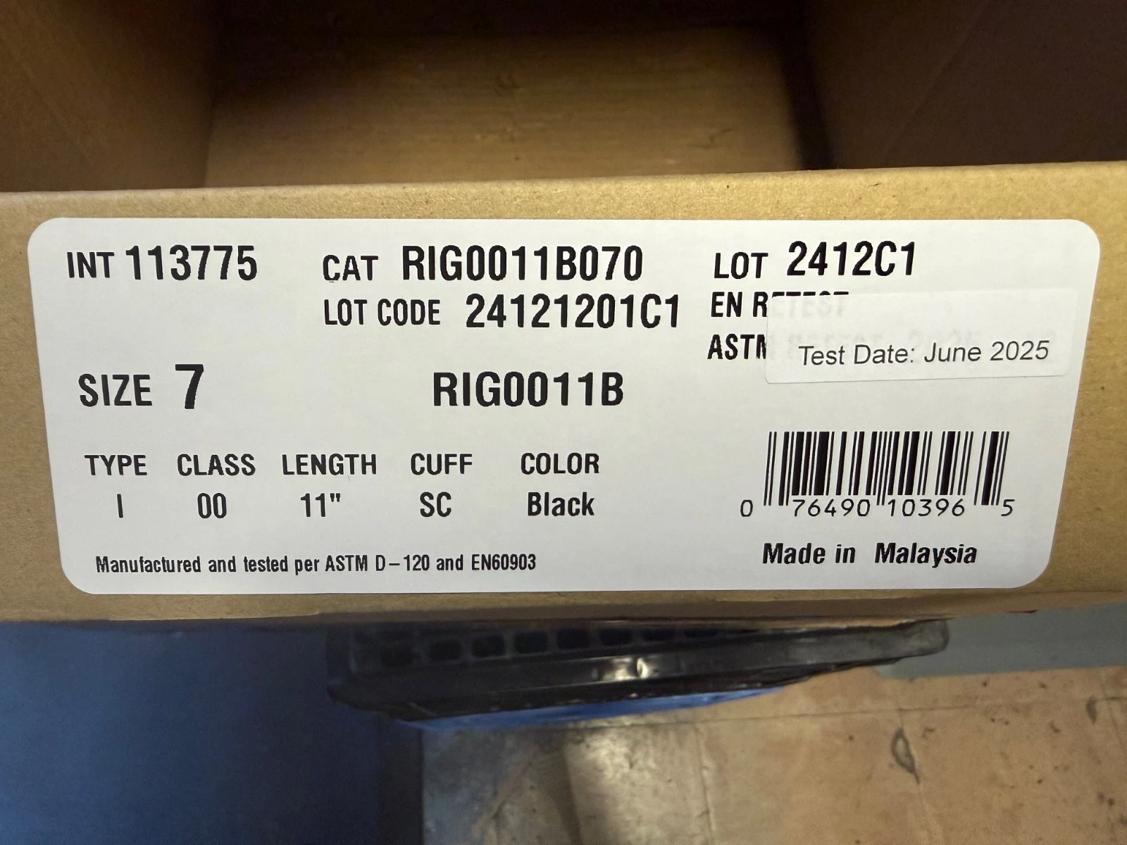 Ansell ACTIVARMR Rubber Insulating Gloves Size 7 BLACK Class 00 RIG0011B 113775