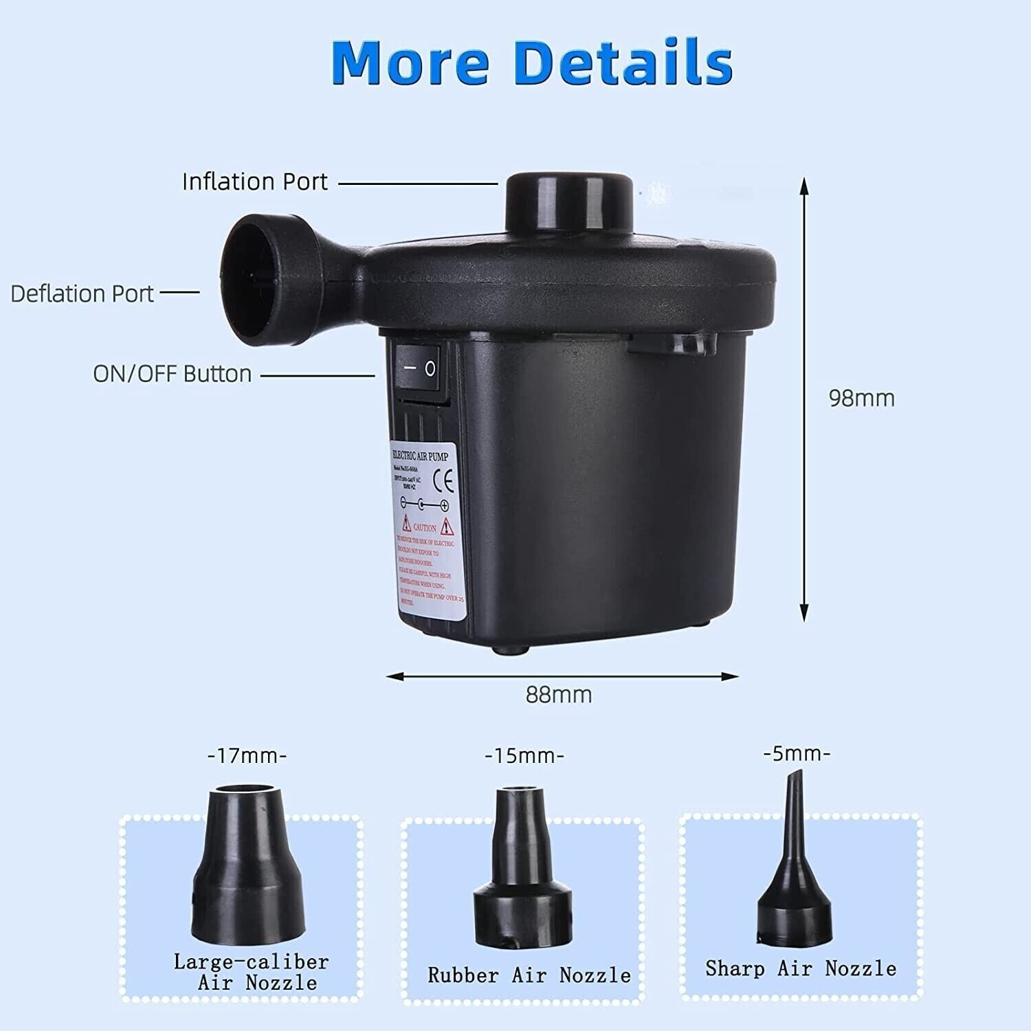 XG668A 220V AC 12V DC Two Way Electric Air Pump With 3 Nozzles for sale online eBay