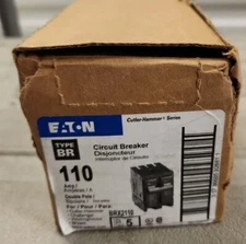 LOT OF 5: Eaton BRX2110 Arc Fault BR 2P 110A 240V 50/60Hz Breakers