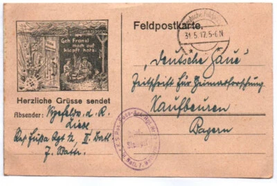 Feldpost Karte 1917 mit Bild Geh Franzl  FAR Nr 12 - Bild 1 von 2