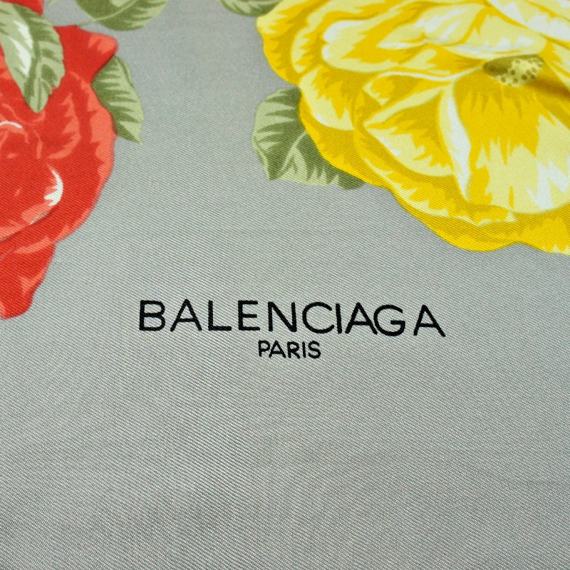 AUTÉNTICO Lujo BALENCIAGA Floral Vintage Mujer Sarga Seda Bufanda Cuadrada 34" Foto 3 de 4