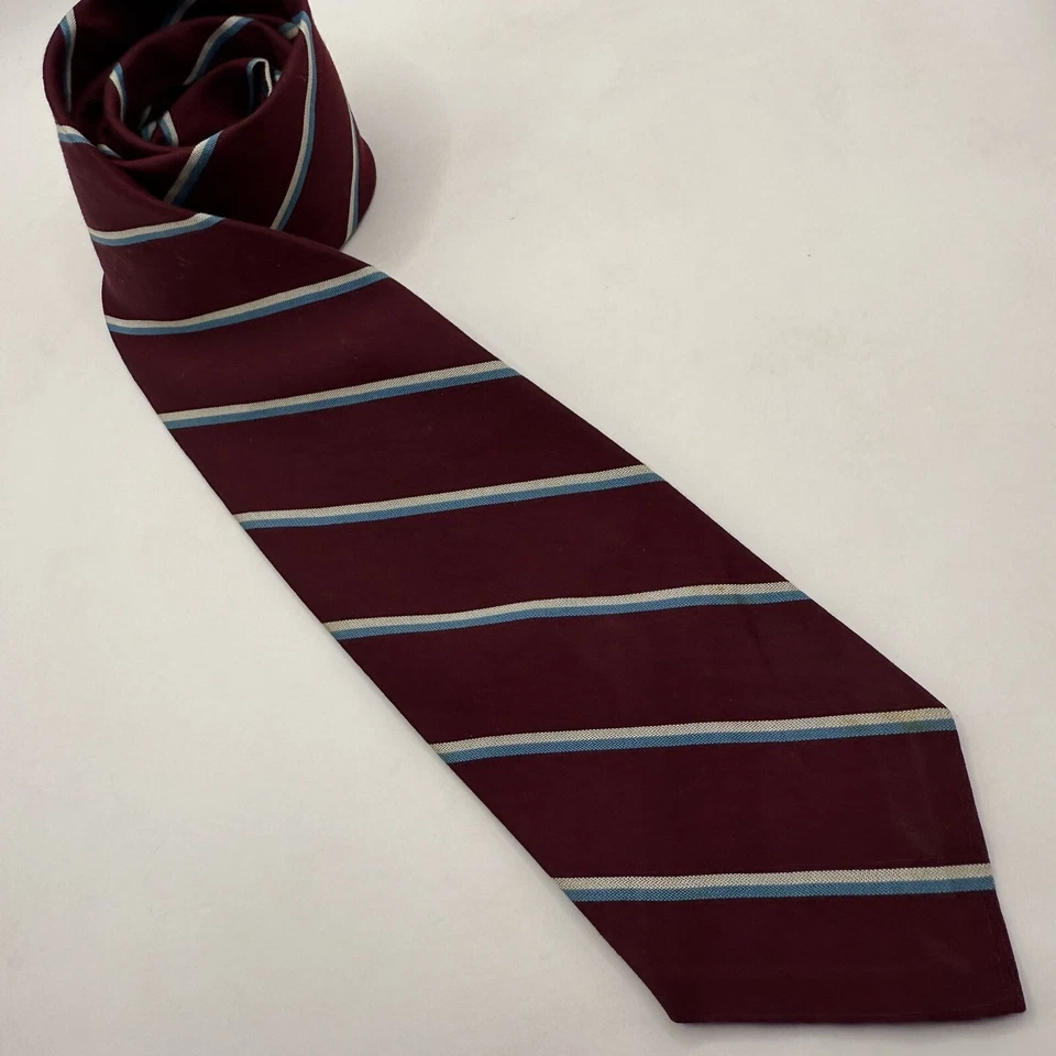 Corbata Vintage Gallo Algodón Borgoña Seda 56" Hecha en EE. UU. Foto 4 de 4