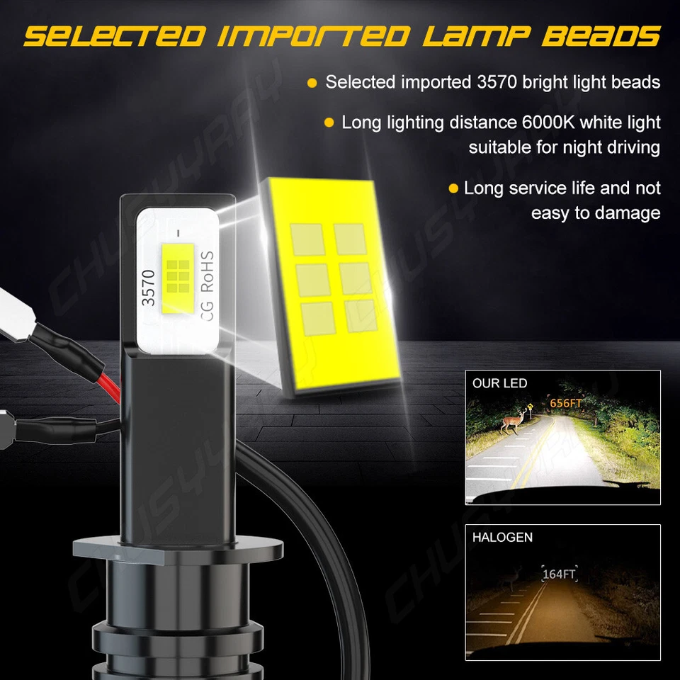 For Ford Fiesta 2014-2017 Led Headlight Hi/Lo+Fog light Combo Bulbs White 6pcs - Image 2 of 4