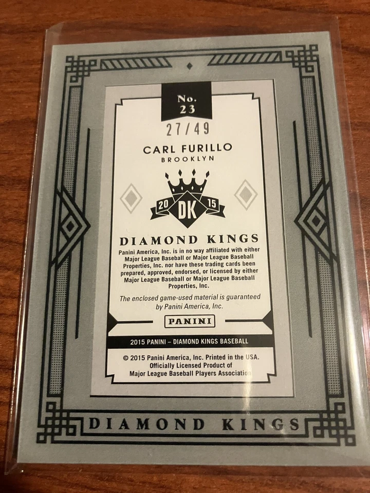 2015 Panini Diamond Kings #23 GU Relic /49 Carl Furillo Dodgers Rare Card - Image 2 of 2