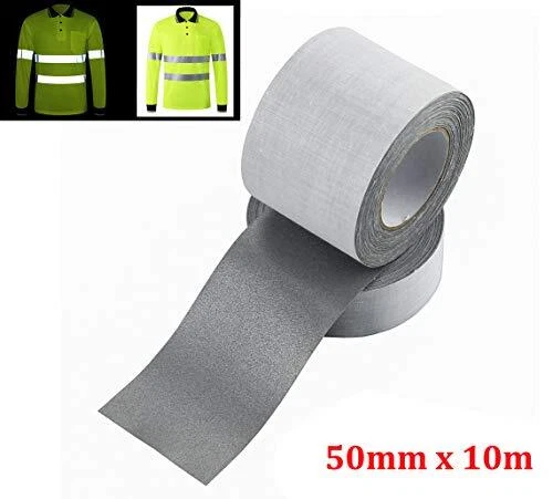 Safety Sew On Silver Reflective Fabric Tape DIY for Clothing 50mmx10m 2" x 33' - Image 2 of 4