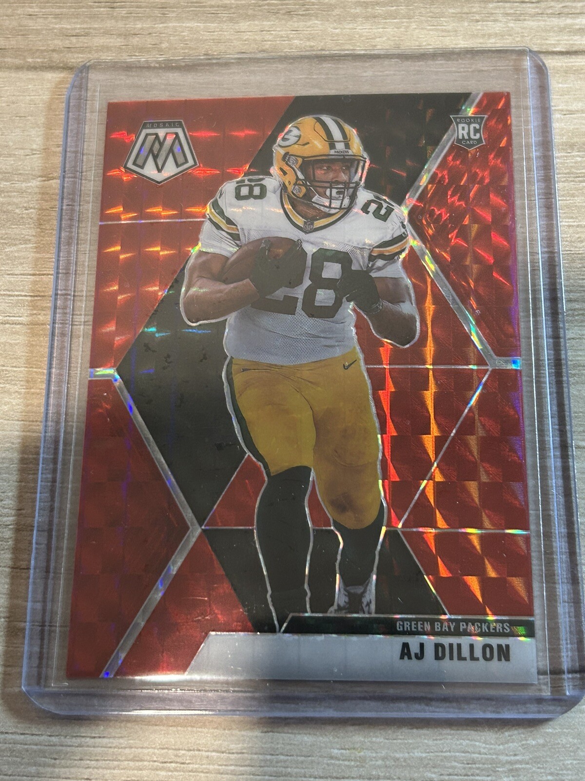 2020 Panini Mosaic Rookies Choice Red Fusion Prizm /80 AJ Dillon #226 Rookie RC