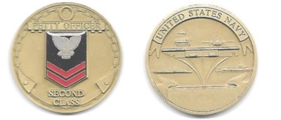 NAVY E-5  PETTY OFFICER SECOND CLASS PO2 BRONZE CHALLENGE COIN