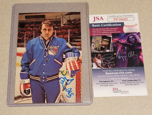 HERB BROOKS SIGNED NY RANGERS PHOTO POSTCARD w/ JSA COA 1980 TEAM USA AUTO D2003