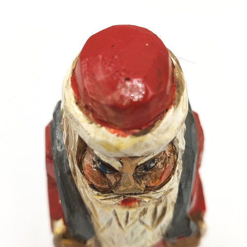 Vintage Folk Art Wood Santa w/ Present Bag - Hand Carved & Painted 6" Figure - Picture 6 of 8