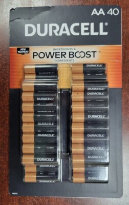 Pack of 40 Duracell Coppertop Alkaline AA Batteries Power Boost Exp March 2037