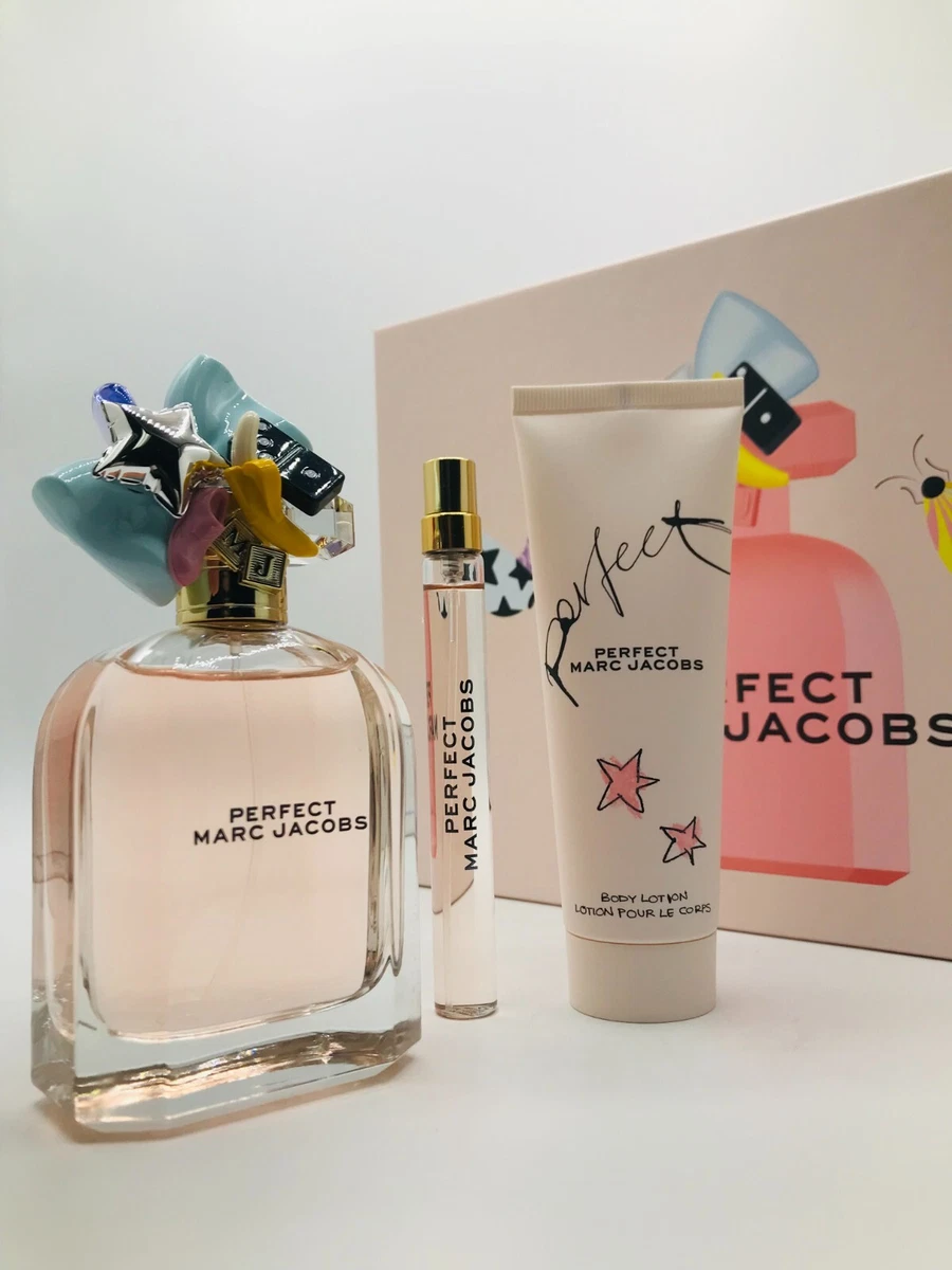 Marc Jacobs Perfect 3pc Set Women Parfum Spray 3.3 oz Body Lotion 2.5 oz Mini