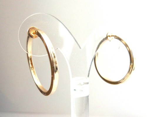 PENDIENTES DE ARO DE 1 PULGADA ENCHAPADOS EN ORO BRILLANTE O PLATA AROS PLANOS - Imagen 5 de 7