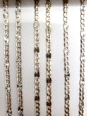 14k massiv Gold Pave Figarokette mit Sternen 20'' , 2,4 mm