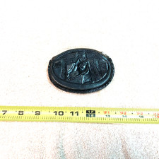 VINTAGE BLACK LEATHER OVAL HORSEHEAD / FLOWER ZIPPER COIN POUCH