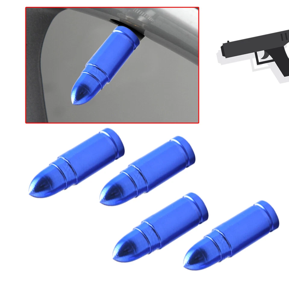 4pcs Bullet Shape Aluminum Car Tire Wheel Stem Air Valve Caps SUV Sleeve Covers - Image 4 of 4