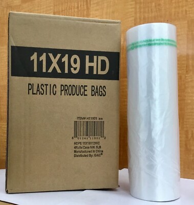 Plastic Produce Bags 11x19 HD 4 Roll 1200 Bags Plastic Fruit Vegetable Food