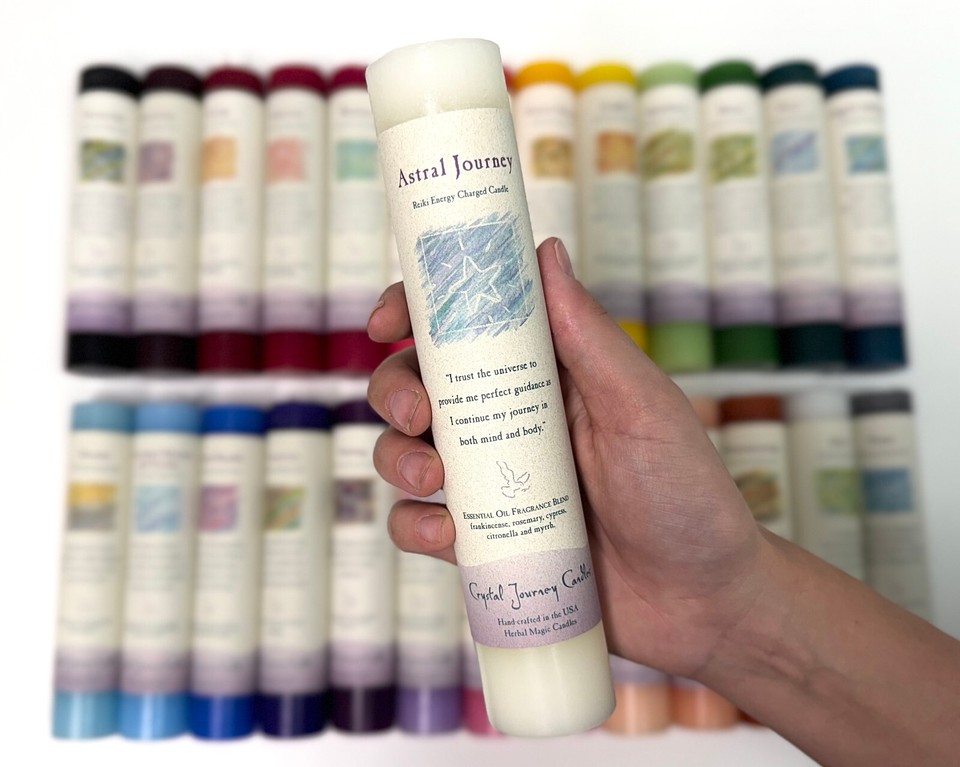 Crystal Journey Herbal Magic Pillar Candle: Reiki Charged 7" Candles | eBay