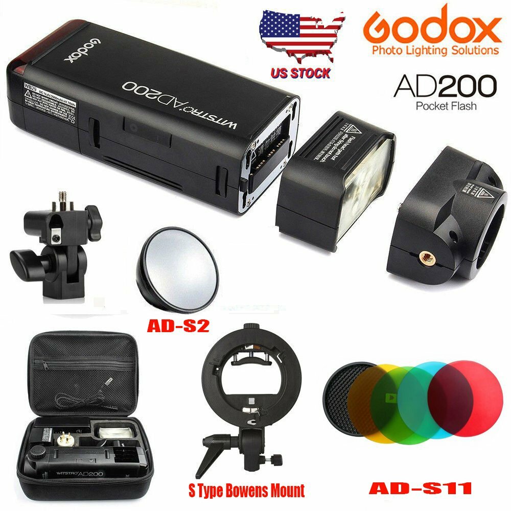 GODOX AD200 2.4G TTL Outdoor Pocket Speedlite Flash AD-S2 AD-S11 S