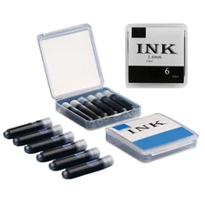 18pcs Universal Fountain Pen Ink Cartridges 2.6/3.4 Caliber Black Blue Refill US