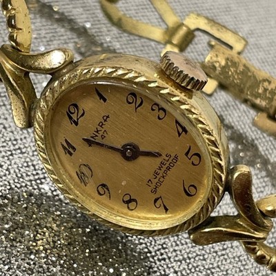 vergold. Ankra 47,Swiss,17 Jewels,Shookproof, Damen-Glieder-Armbanduhr,handaufzu