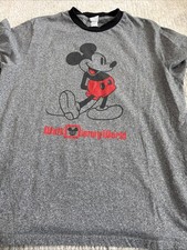 Disney Parks World Mickey Mouse Classic ringer T-Shirt Dark Gray Heather Size XL