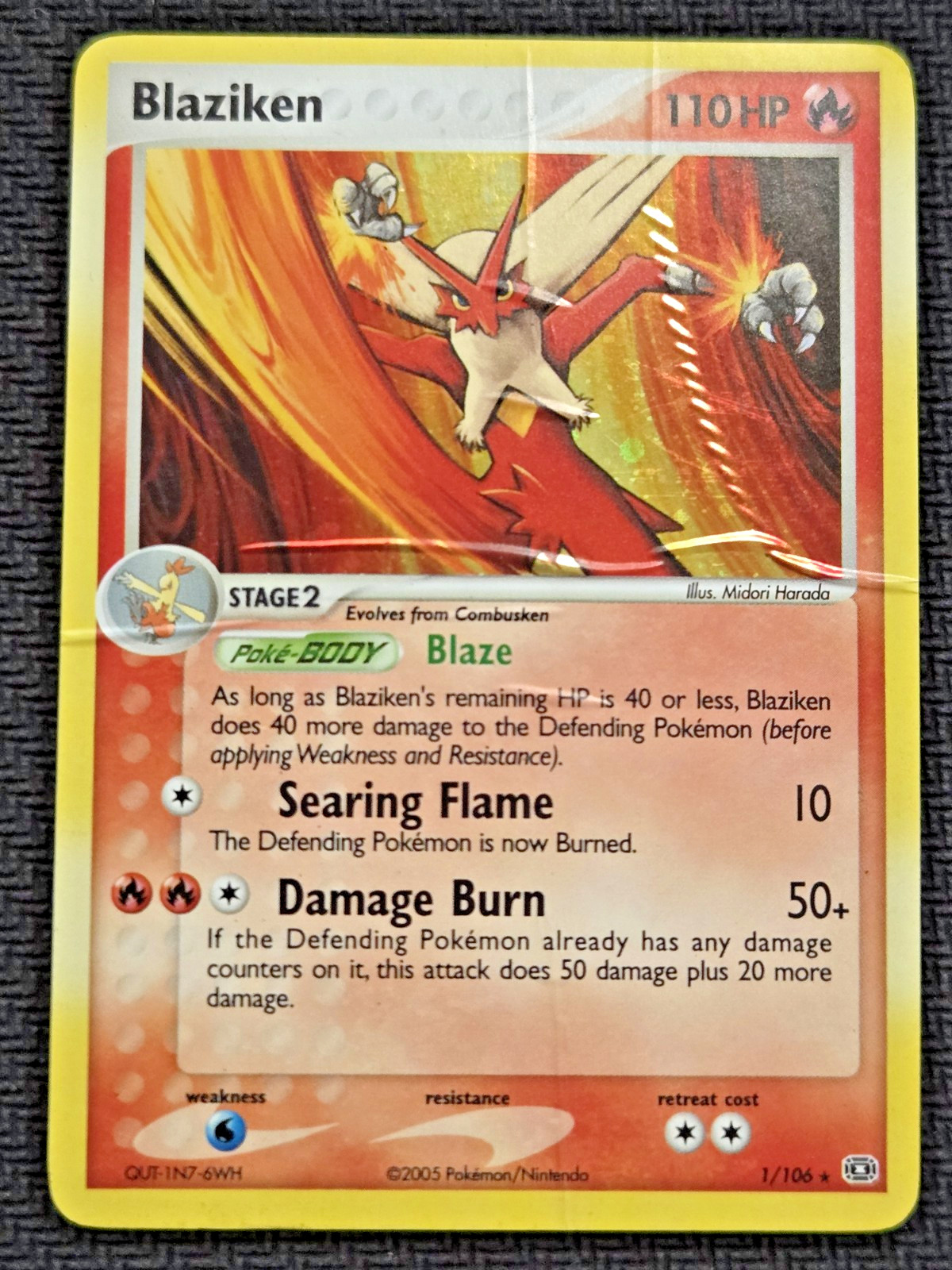 Pokemon TCG Blaziken 1/106 Holo Rare EX Emerald See Photos