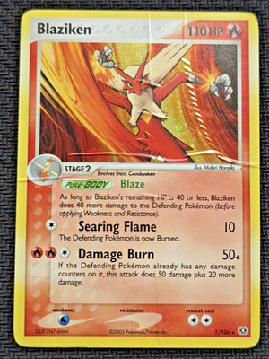 Pokemon TCG Blaziken 1/106 Holo Rare EX Emerald See Photos