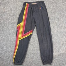 Aviator Nation Sweatpants Unisex Medium Gray 4 Stripe Logo Rainbow
