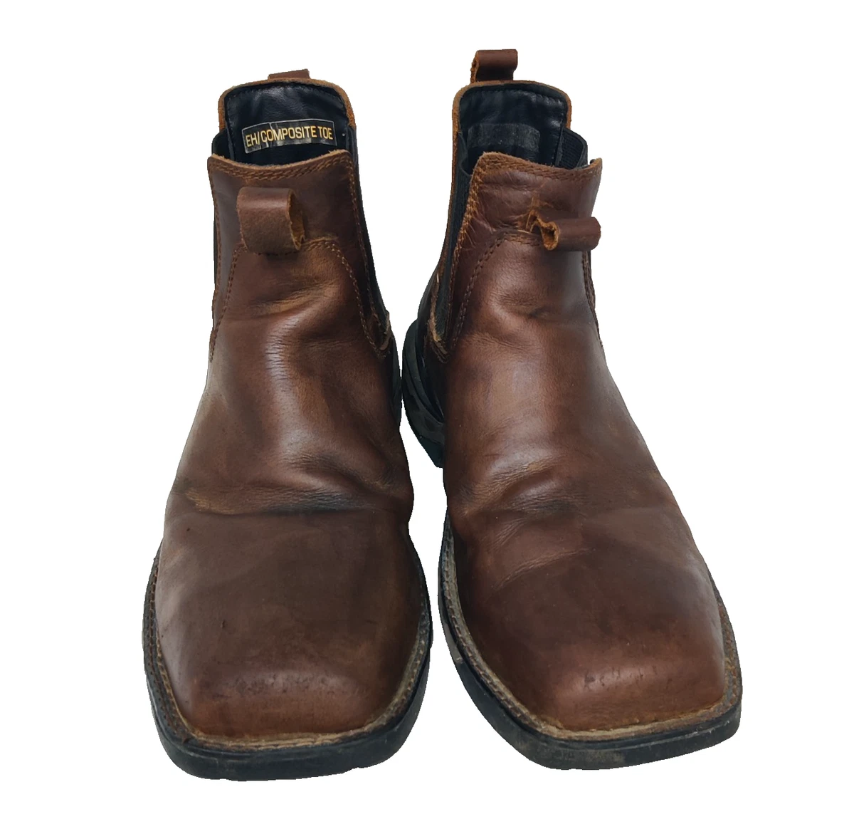 Double H 3690 Roper Work Boots Men’s 9.5D Steel Toe Brown USA Made Oil Resistant Double-H Boots Brown EE Boots for Men for Sale | Shop New  main image 4