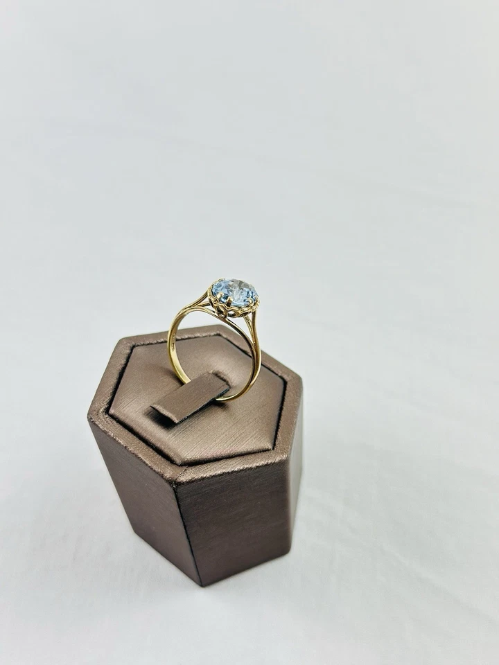 Anillo aguamarina oro 9ct, vintage y con sello Foto 4 de 4