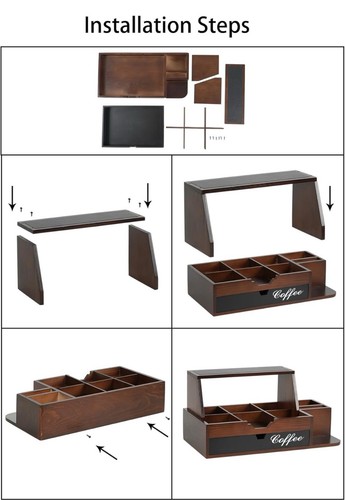 Coffee Bar Organizer for Countertop With Drawer, Station Accessories, - Bild 6 von 6