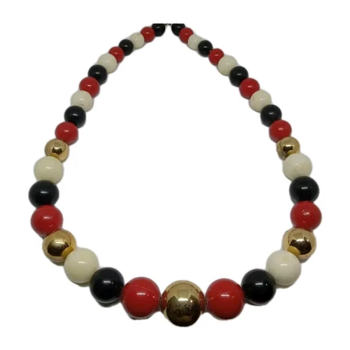 VETEMENTS Collana Perline Multicolore Perline Graduate Oro Rosso Nero Crema